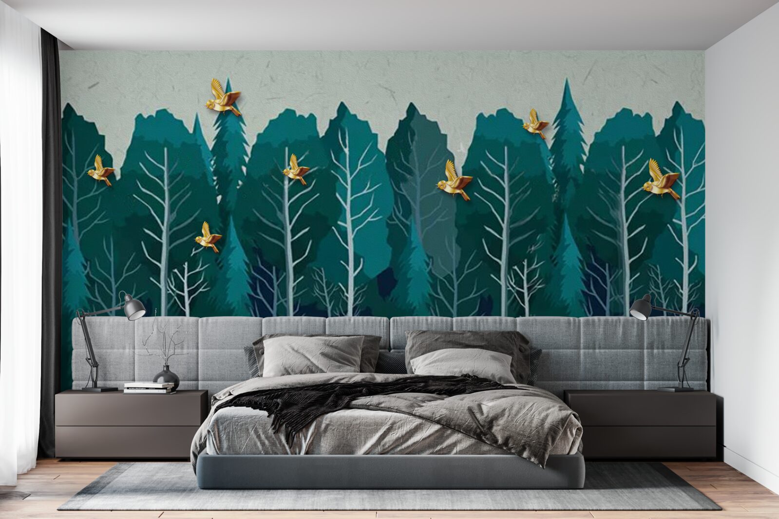 Fototapeta obraz lasu z drzewami liściastymi