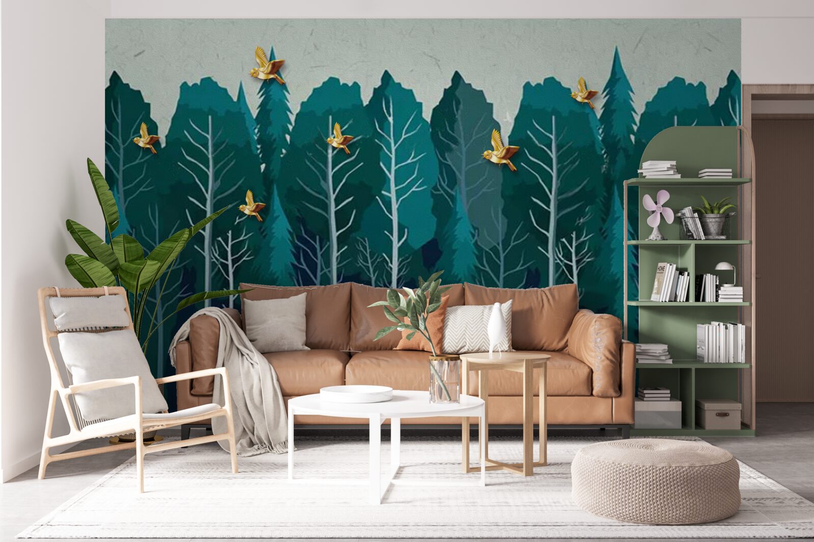 Fototapeta obraz lasu z drzewami liściastymi