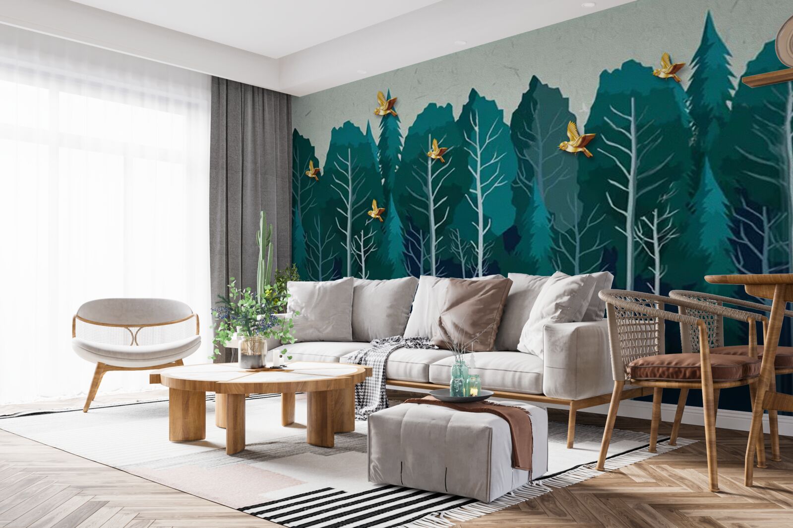 Fototapeta obraz lasu z drzewami liściastymi