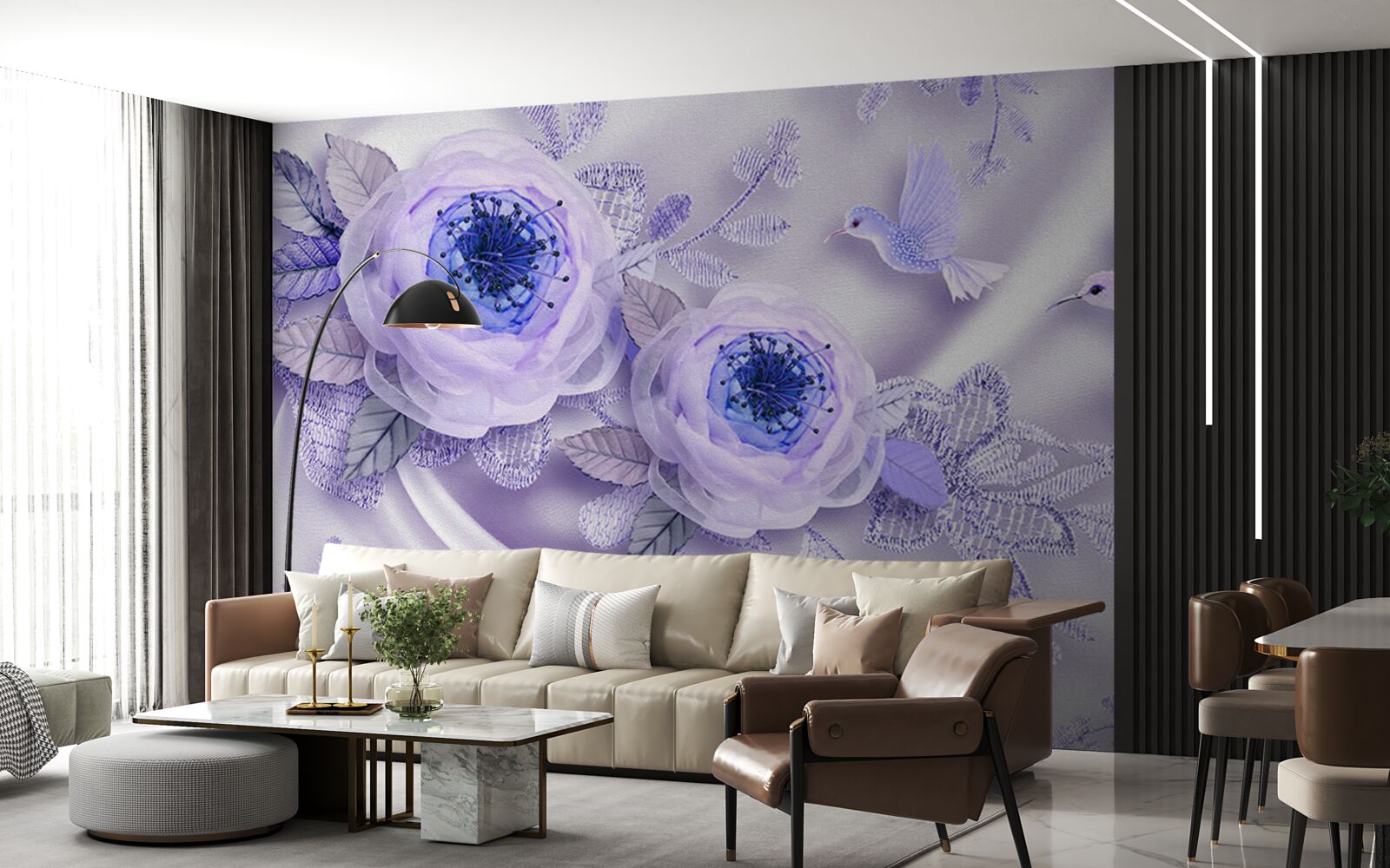 Fototapeta diamenty zdobią białą różę na jedwabnej tkaninie