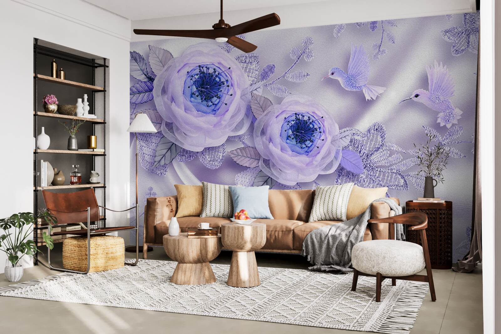 Fototapeta diamenty zdobią białą różę na jedwabnej tkaninie