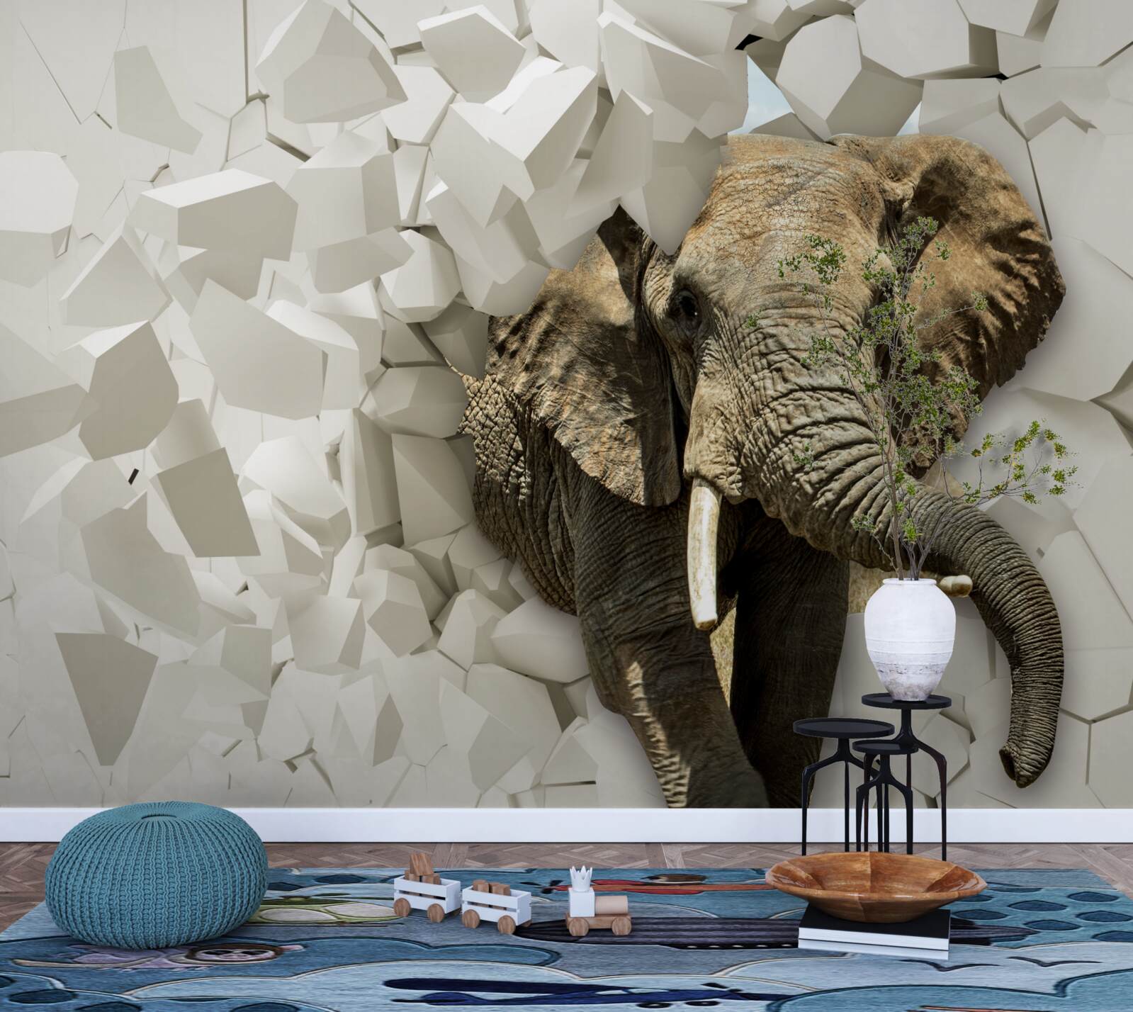 Fototapeta Ściana zniszczona przez słonia