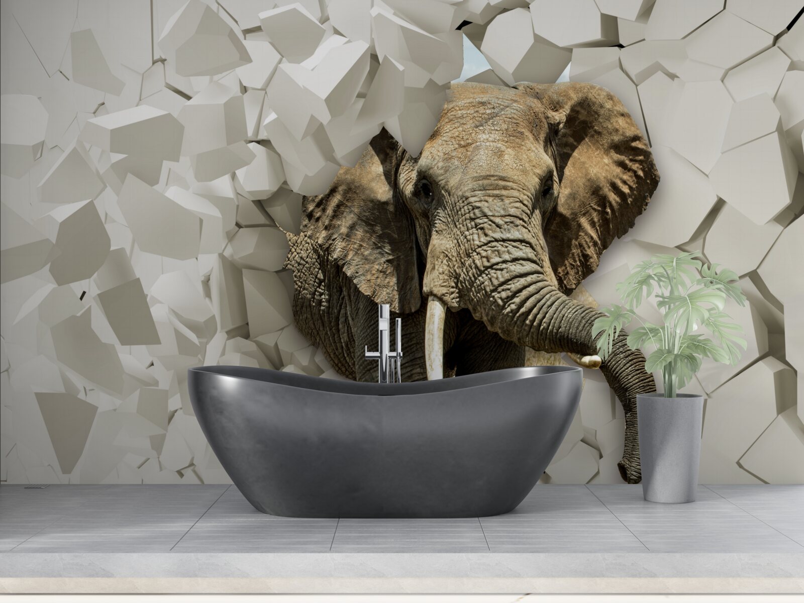 Fototapeta Ściana zniszczona przez słonia