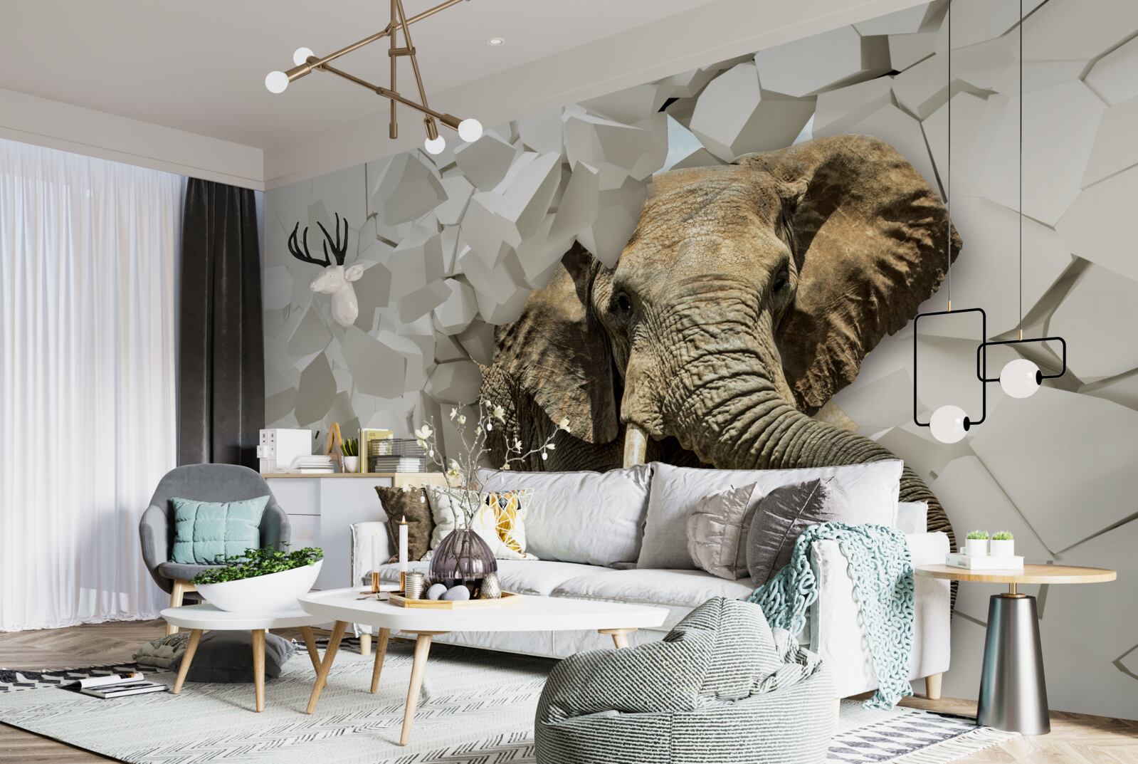 Fototapeta Ściana zniszczona przez słonia