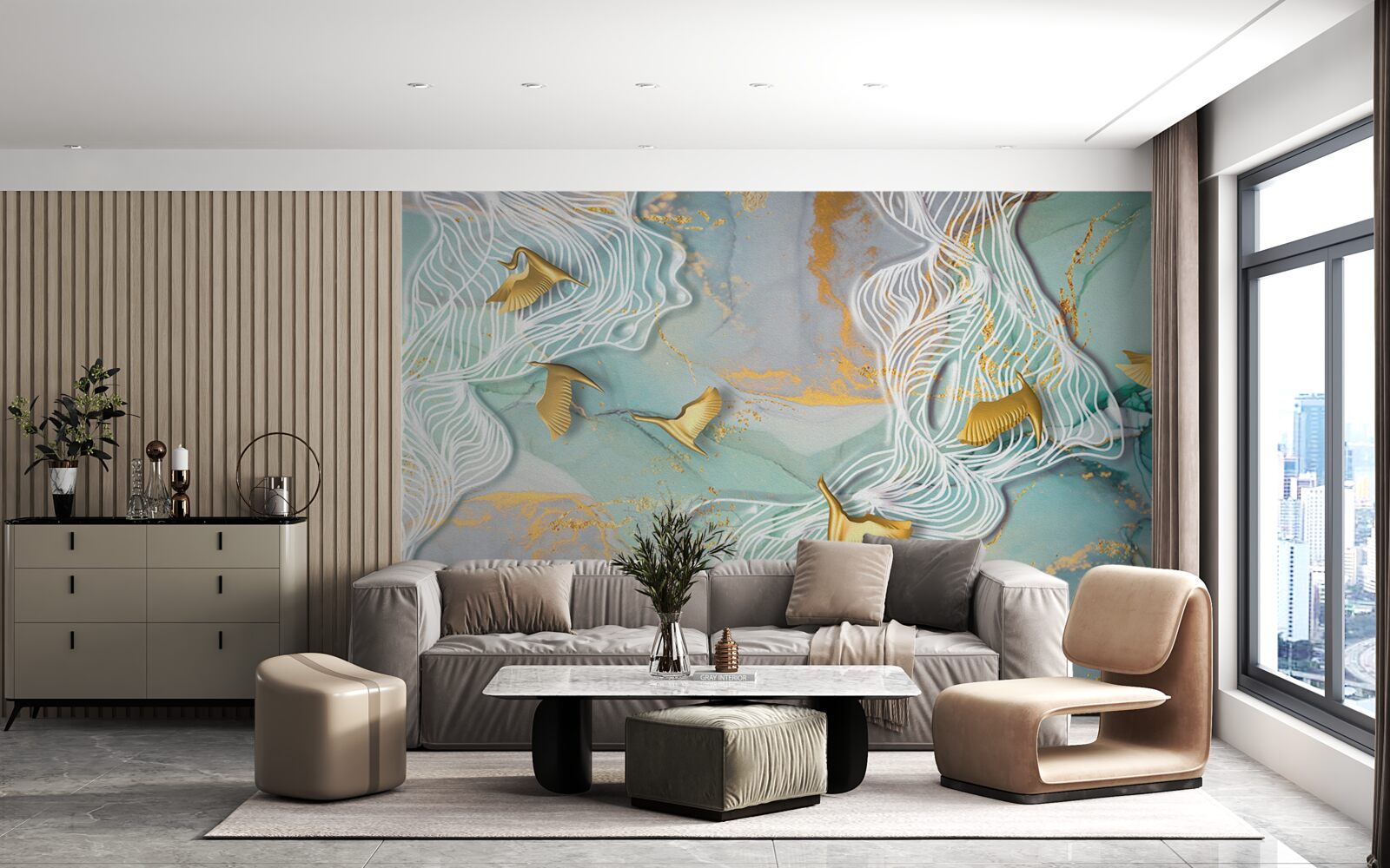 Fototapeta złote ptaki wzbijają się w niebo