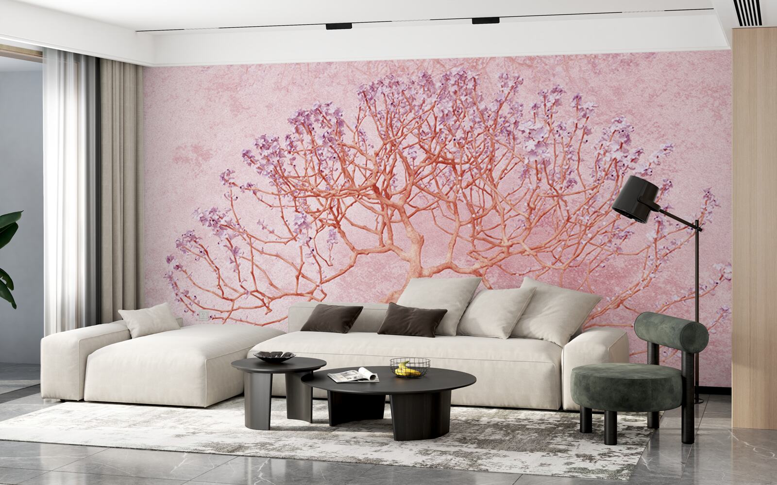 Fototapeta kwitnące drzewo z delikatnymi różowymi kwiatami