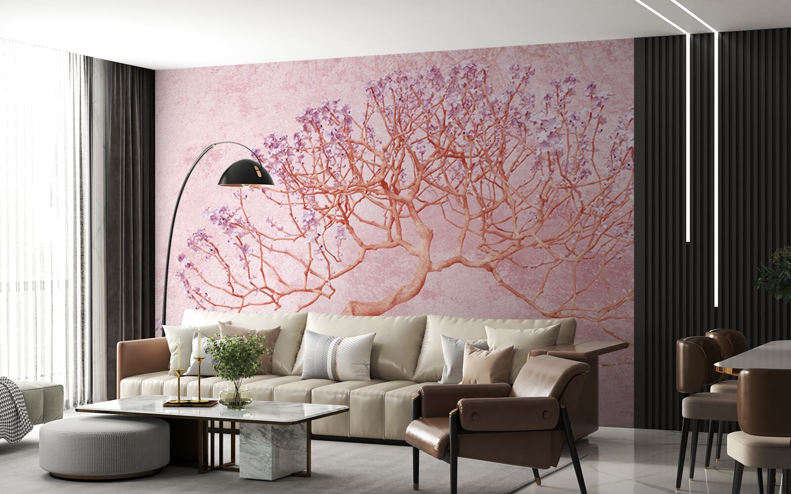 Fototapeta kwitnące drzewo z delikatnymi różowymi kwiatami