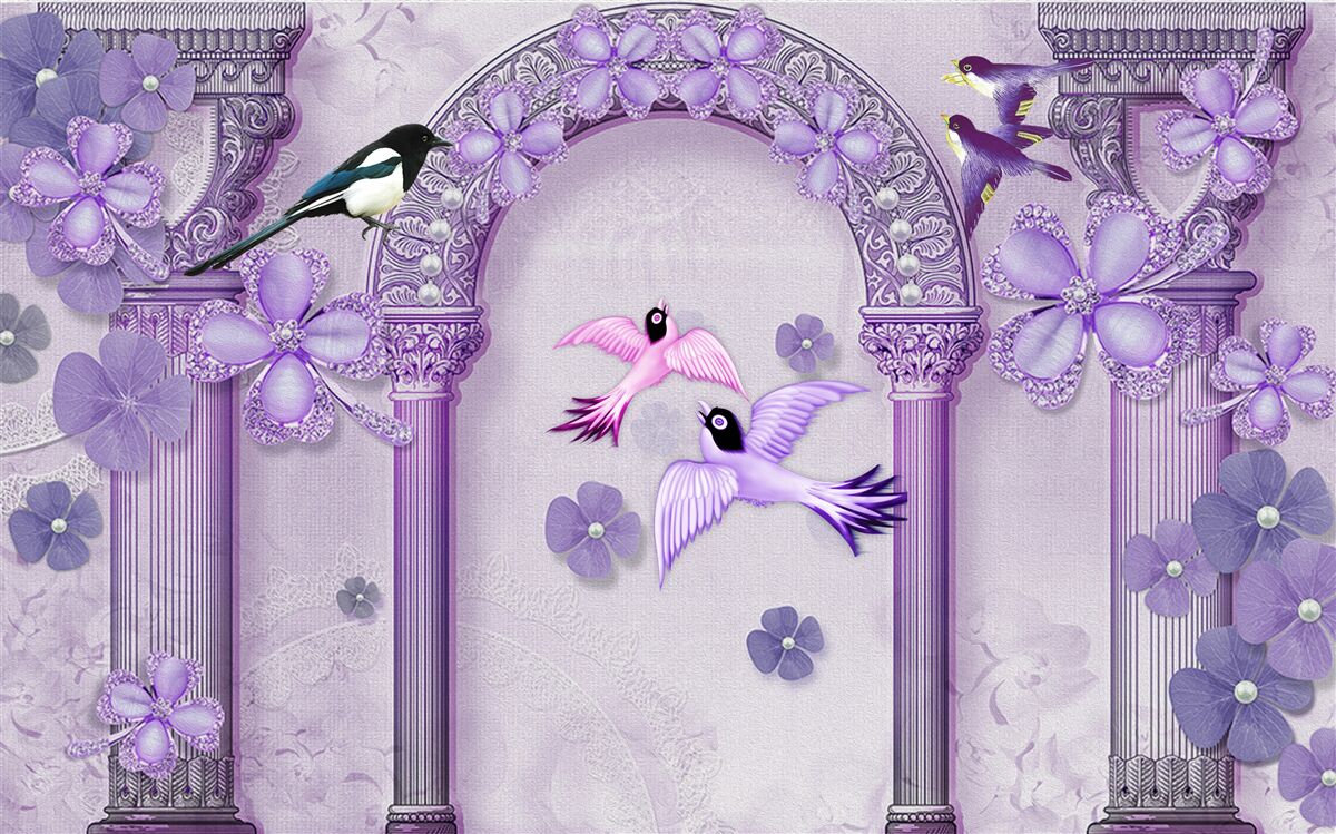 Fototapeta Łuk kwiatowy w odcieniach fioletu