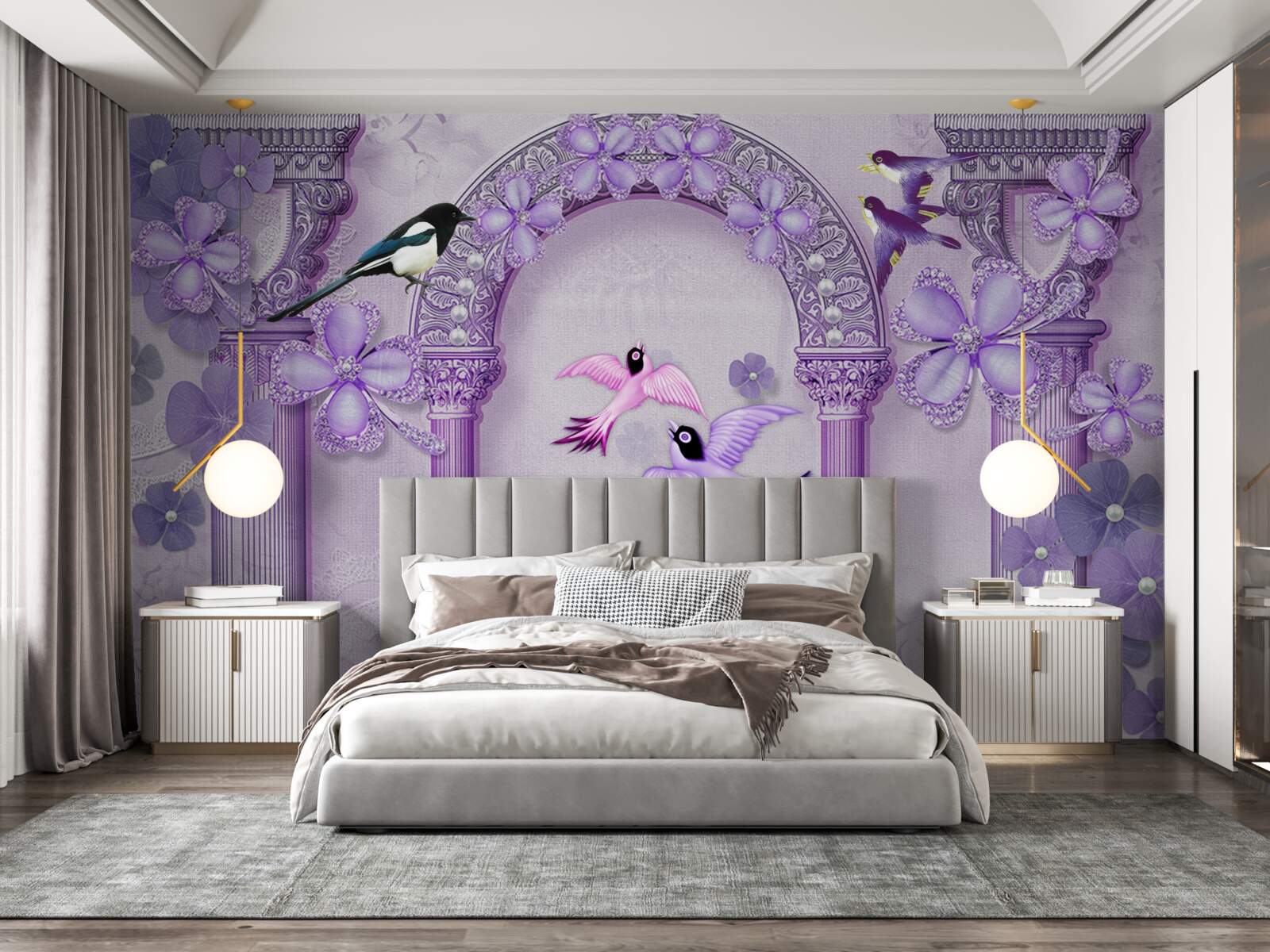 Fototapeta Łuk kwiatowy w odcieniach fioletu