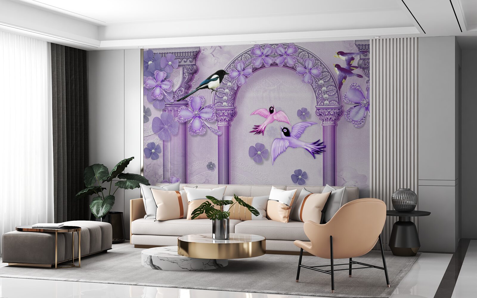 Fototapeta Łuk kwiatowy w odcieniach fioletu