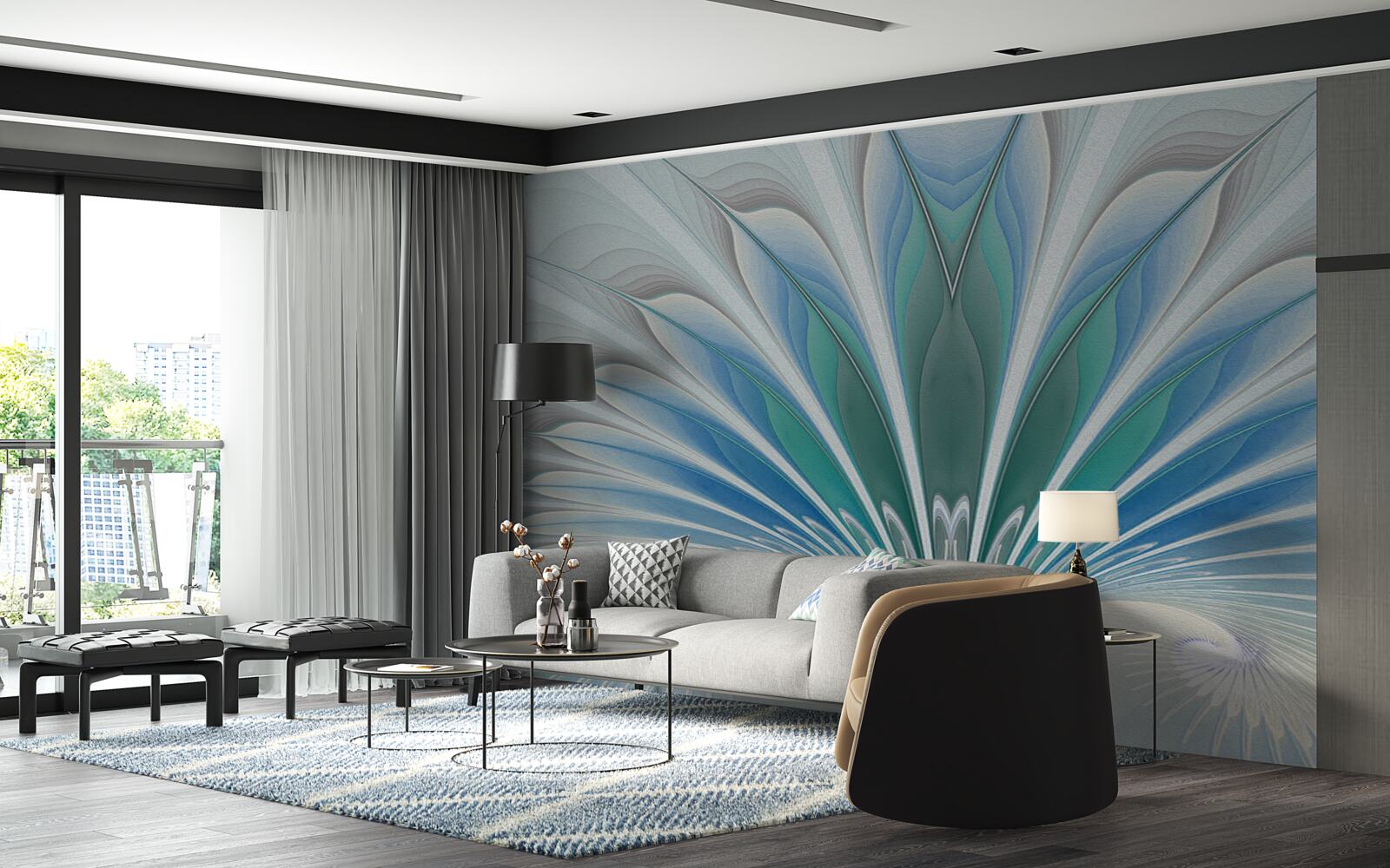 Fototapeta niebieskie pióra tworzą abstrakcję