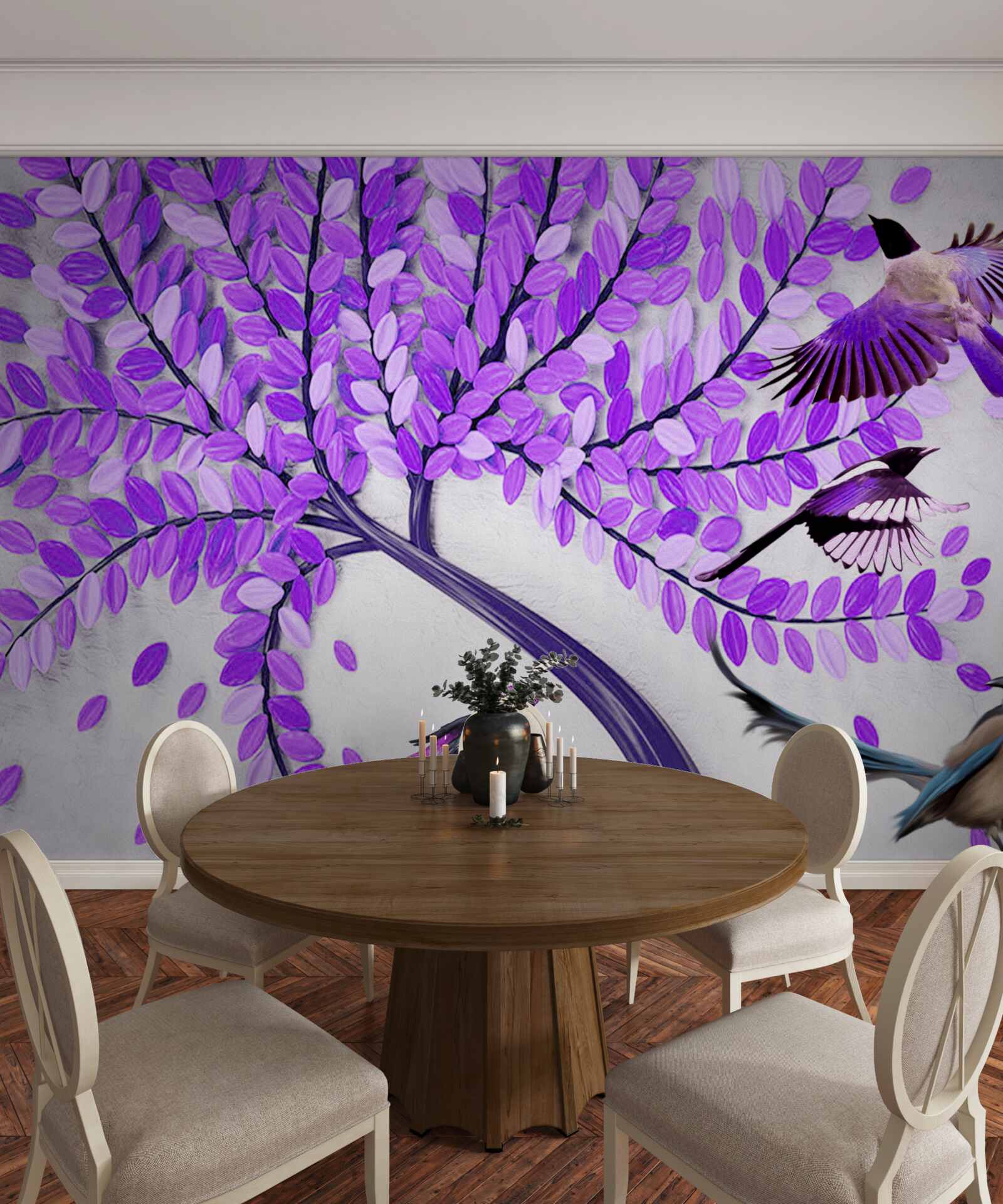 Fototapeta Żywe kwiaty bzu i zimowe pierze