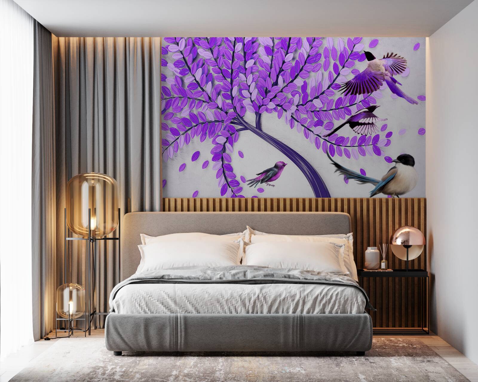 Fototapeta Żywe kwiaty bzu i zimowe pierze