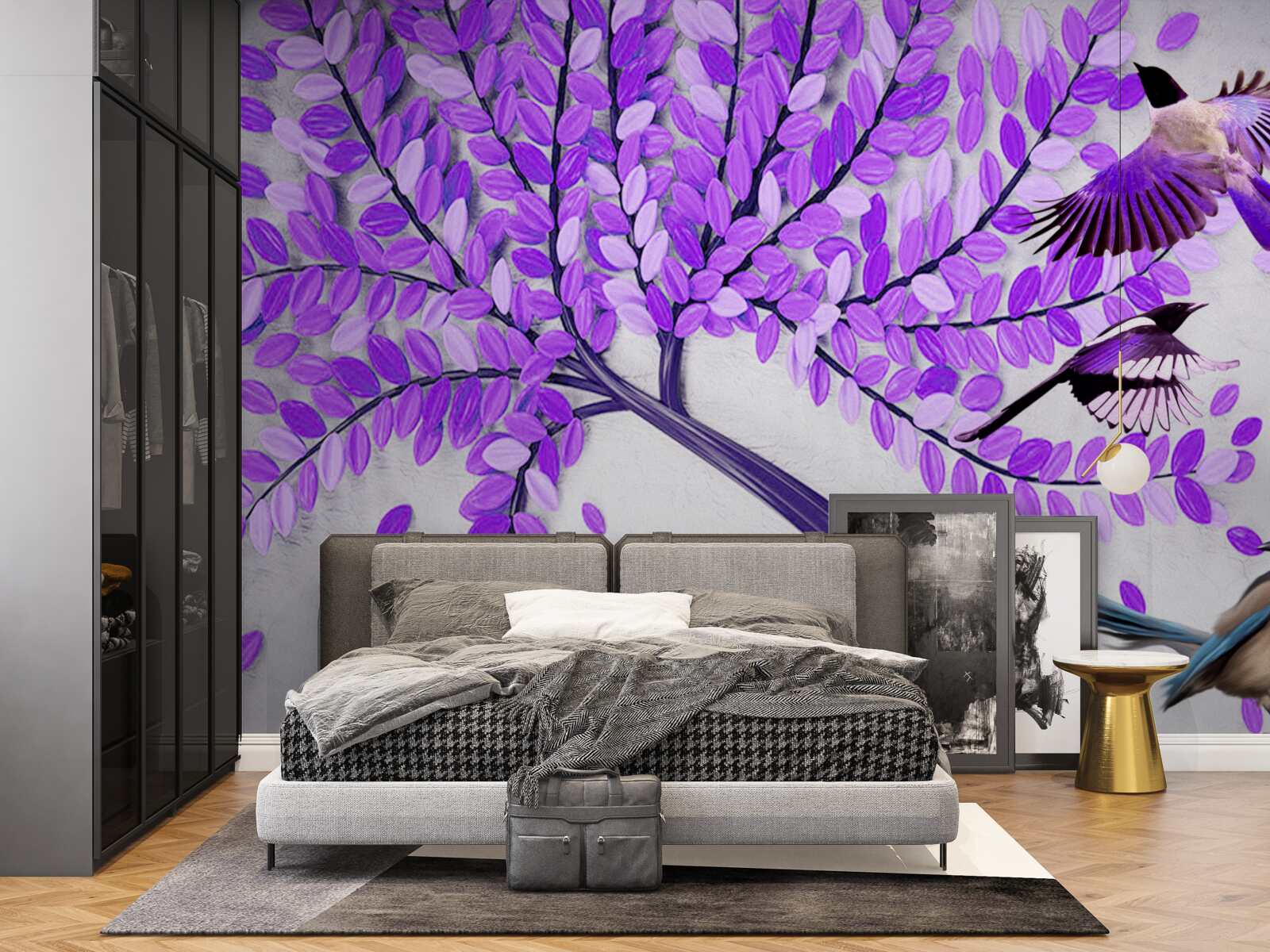 Fototapeta Żywe kwiaty bzu i zimowe pierze