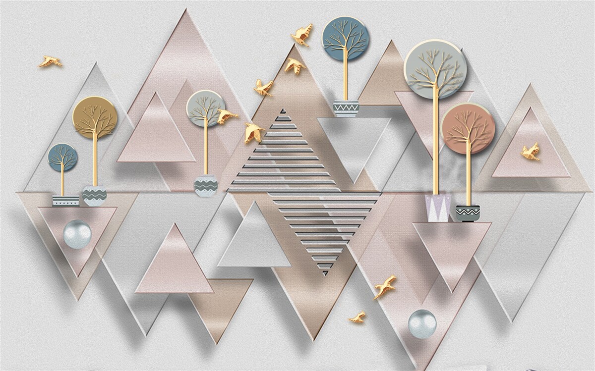 Fototapeta odbicie lasu w wodzie przedstawione jest w formie geometrycznej abstrakcji