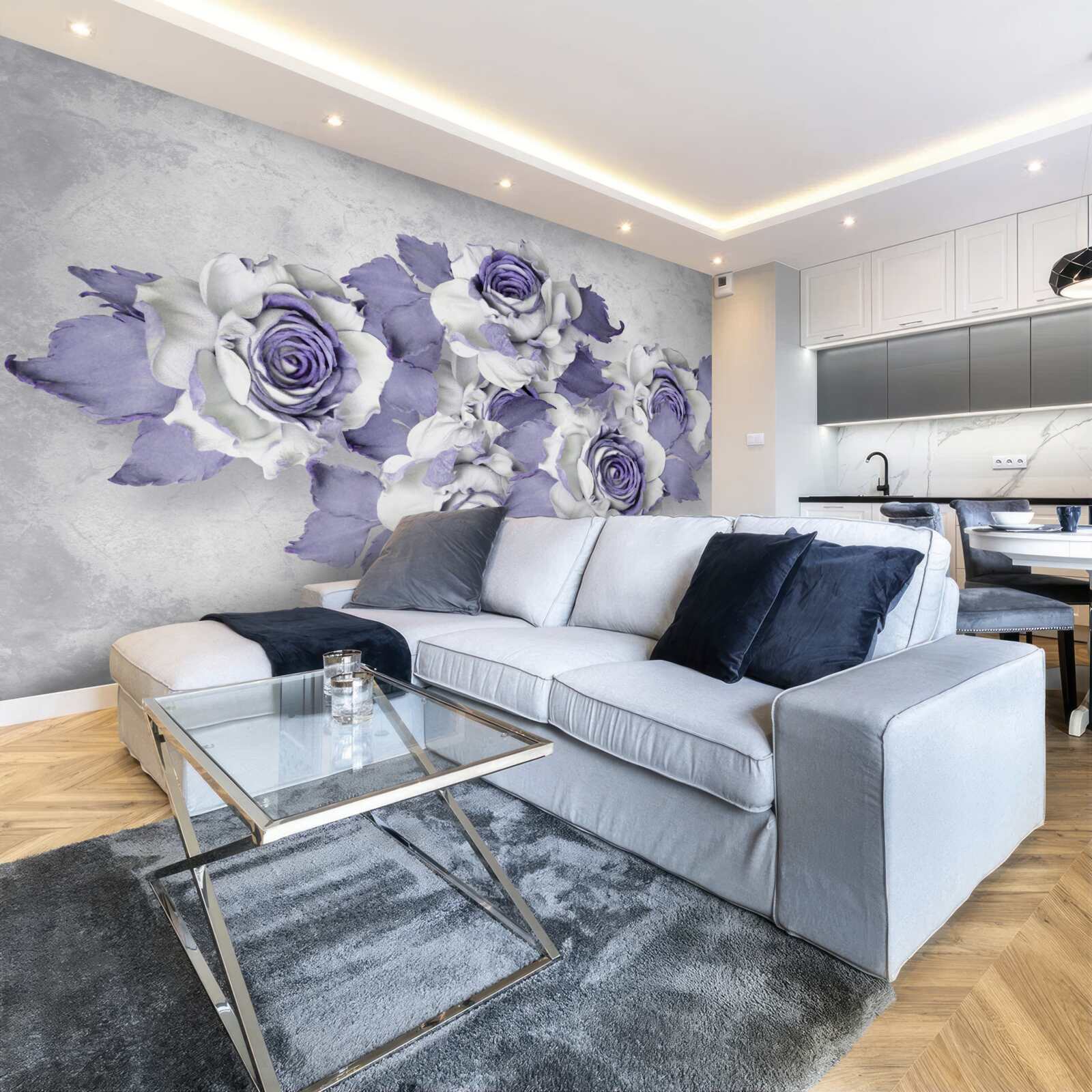 Fototapeta wykwintny bukiet róż w delikatnym liliowym odcieniu