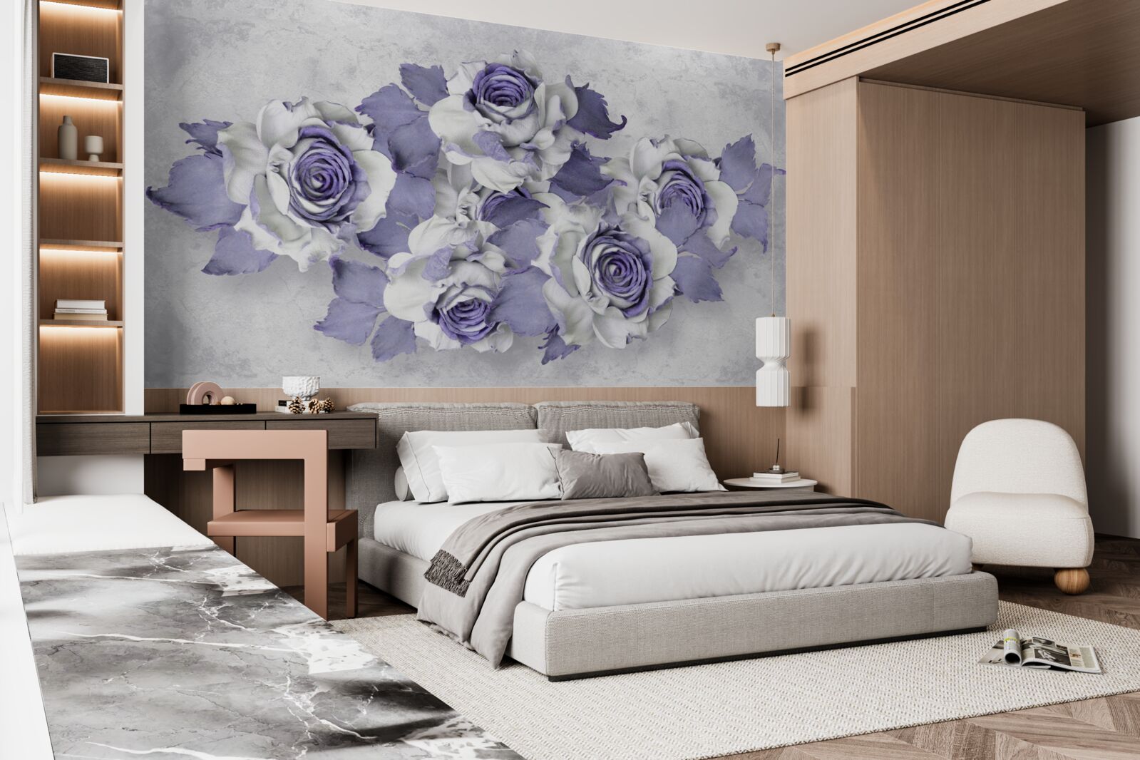 Fototapeta wykwintny bukiet róż w delikatnym liliowym odcieniu