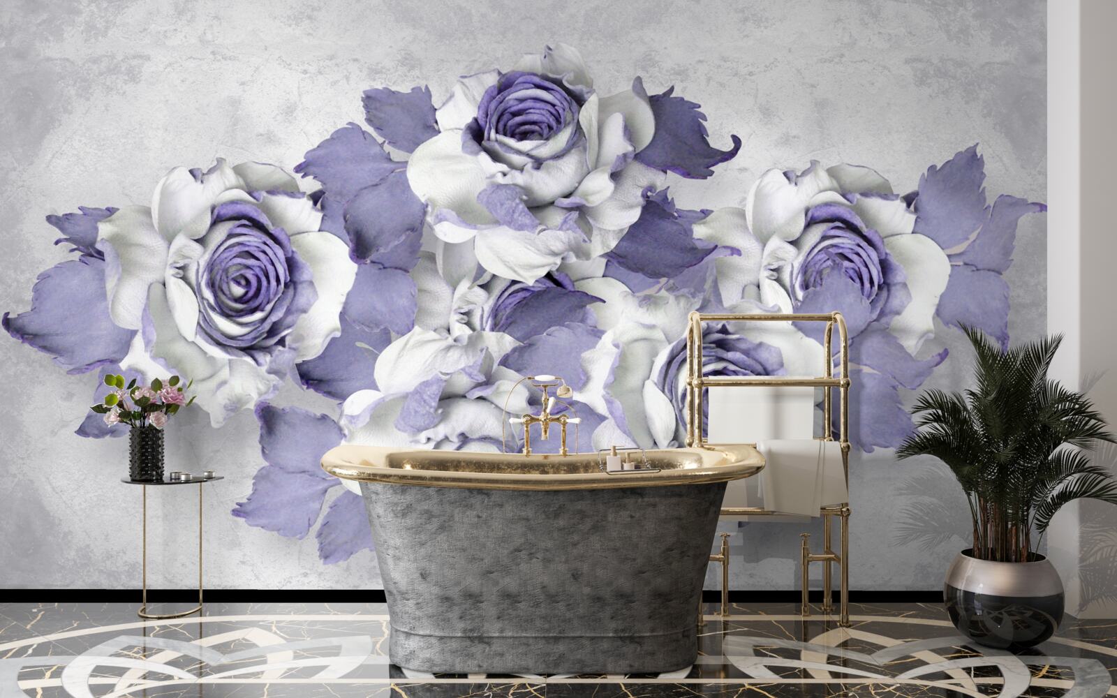 Fototapeta wykwintny bukiet róż w delikatnym liliowym odcieniu