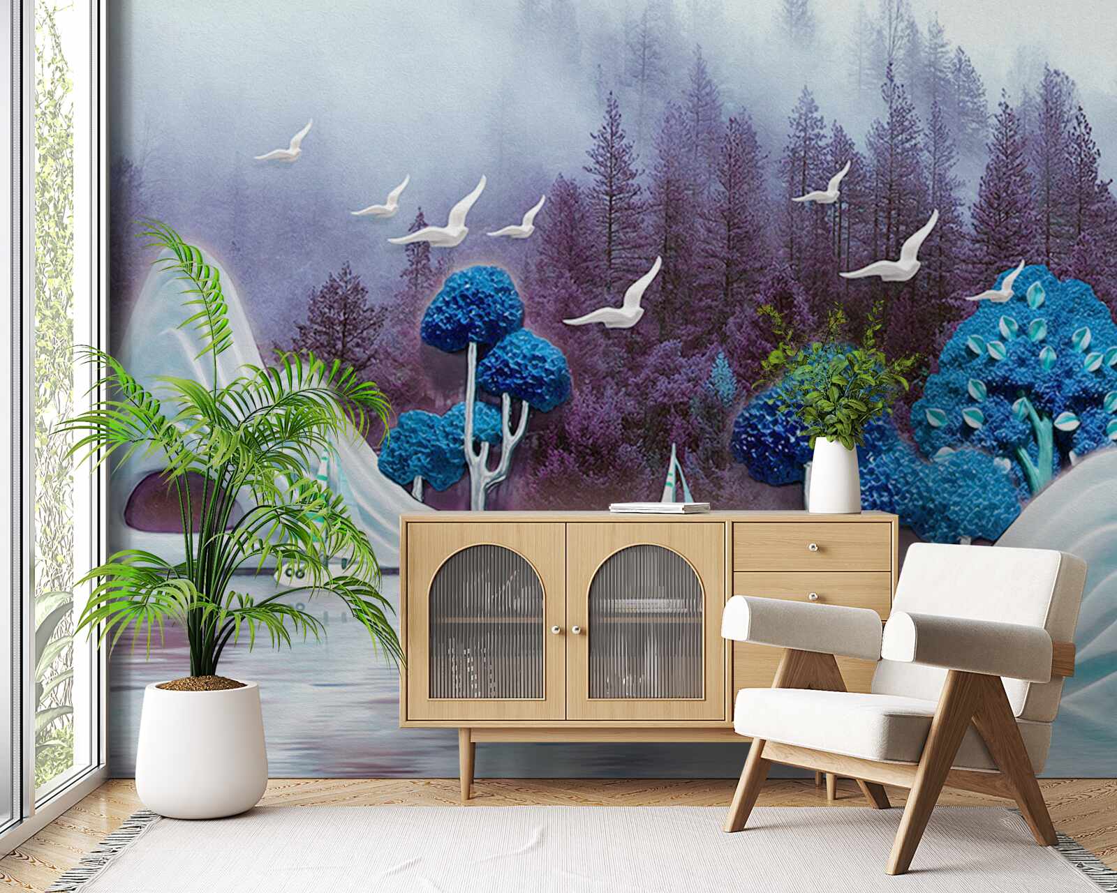 Fototapeta statki na żaglach płyną przez ciemne jezioro