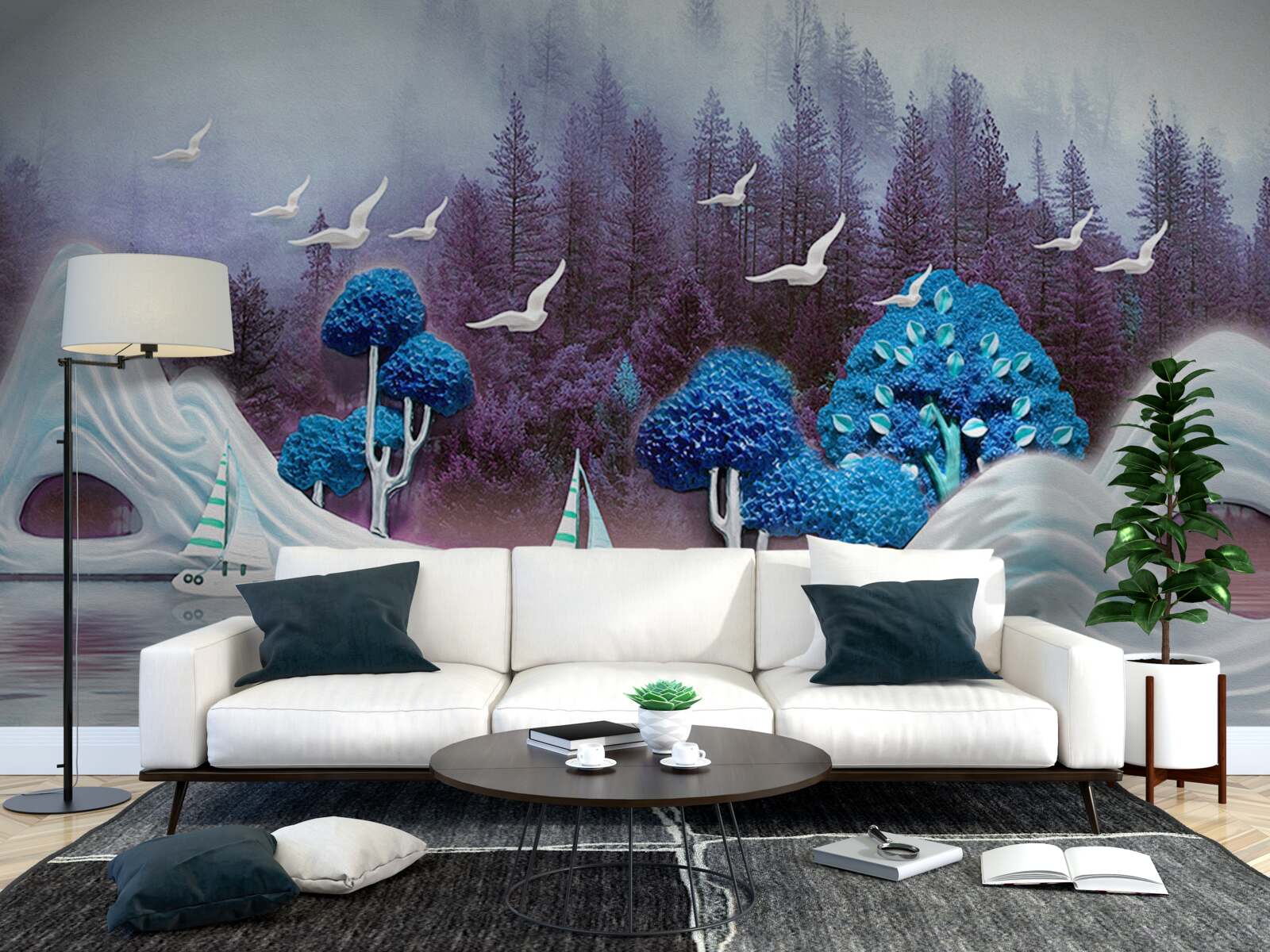 Fototapeta statki na żaglach płyną przez ciemne jezioro