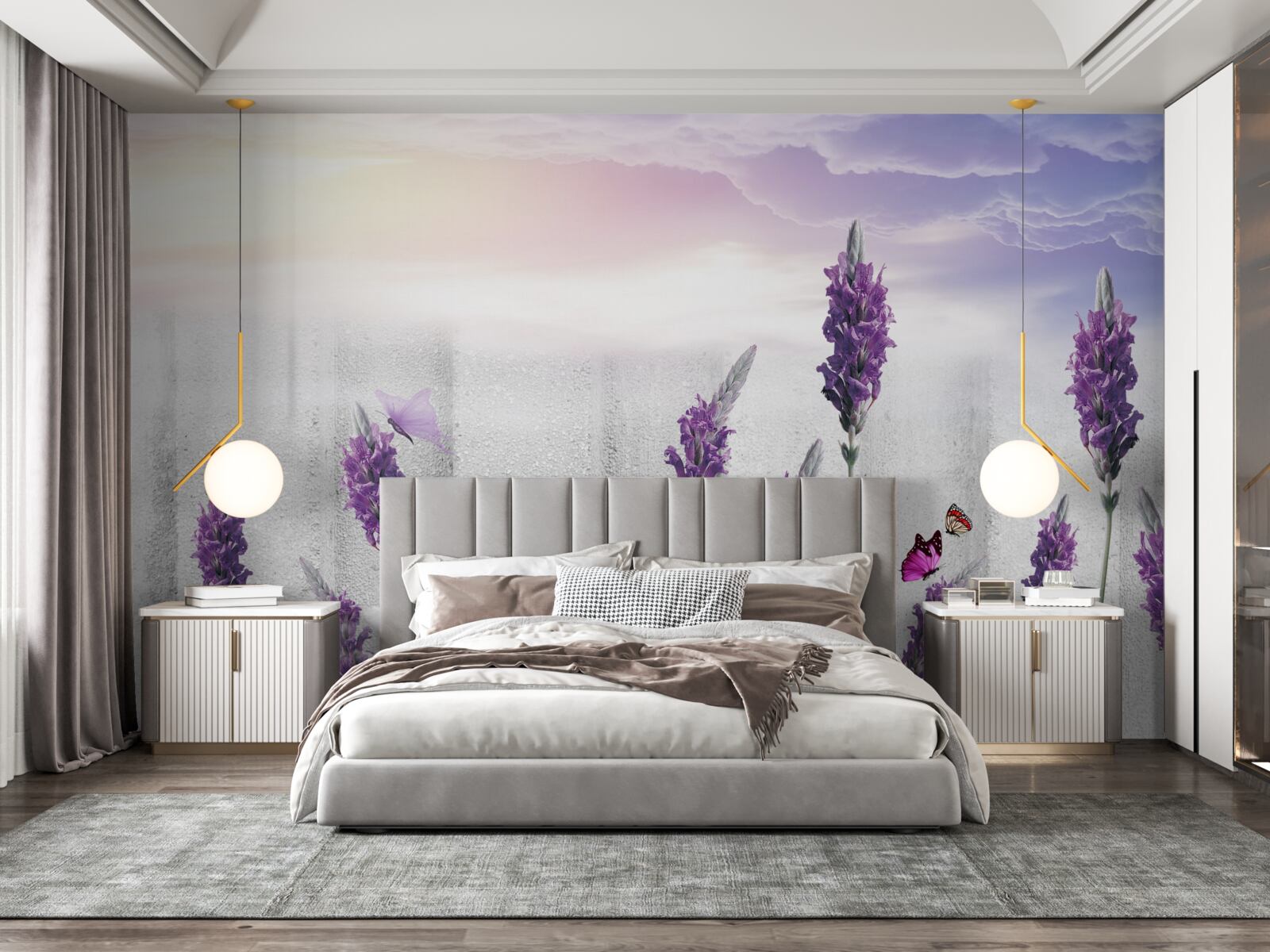 Fototapeta niebiańskie tło z abstrakcyjnymi odcieniami lawendy