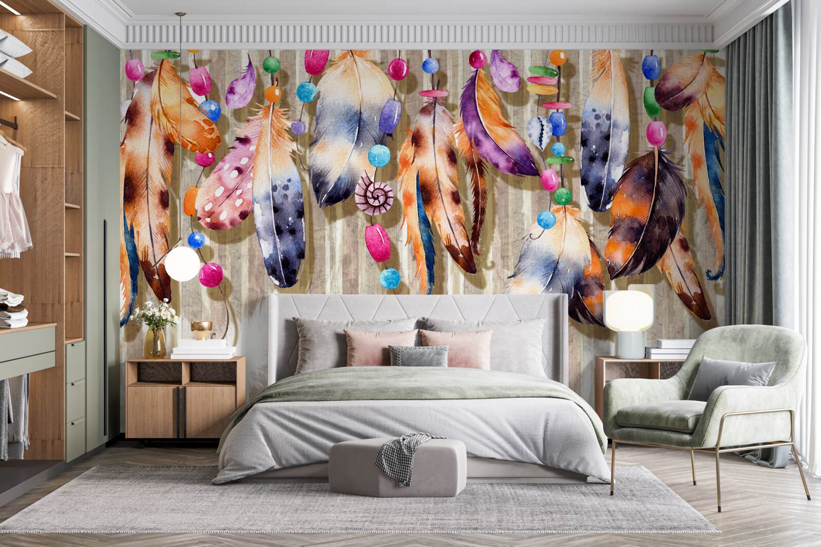 Fototapeta niezwykłe pióra w różnych kolorach