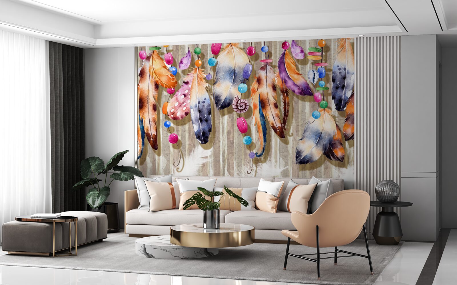 Fototapeta niezwykłe pióra w różnych kolorach