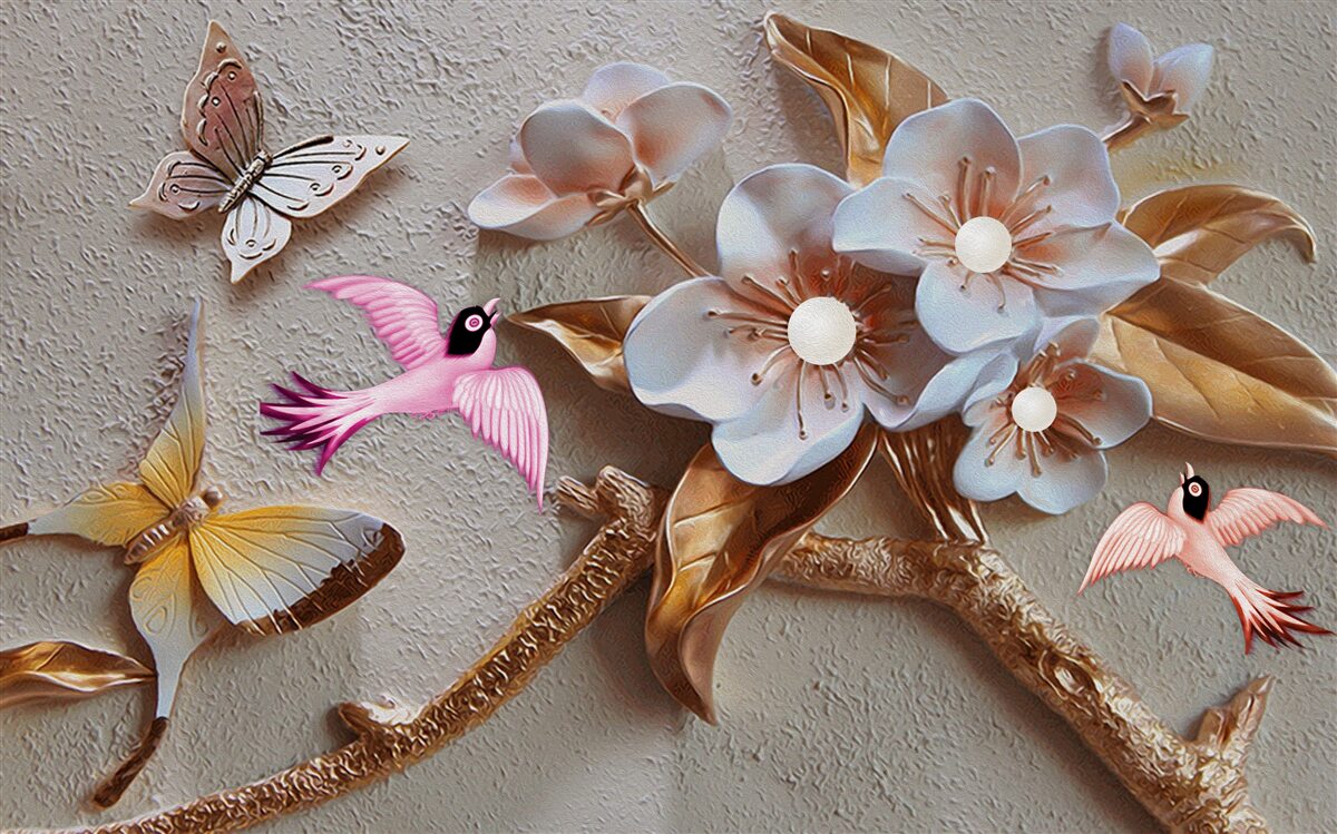 Fototapeta kwiaty przynoszą radość motylom i jaskółkom