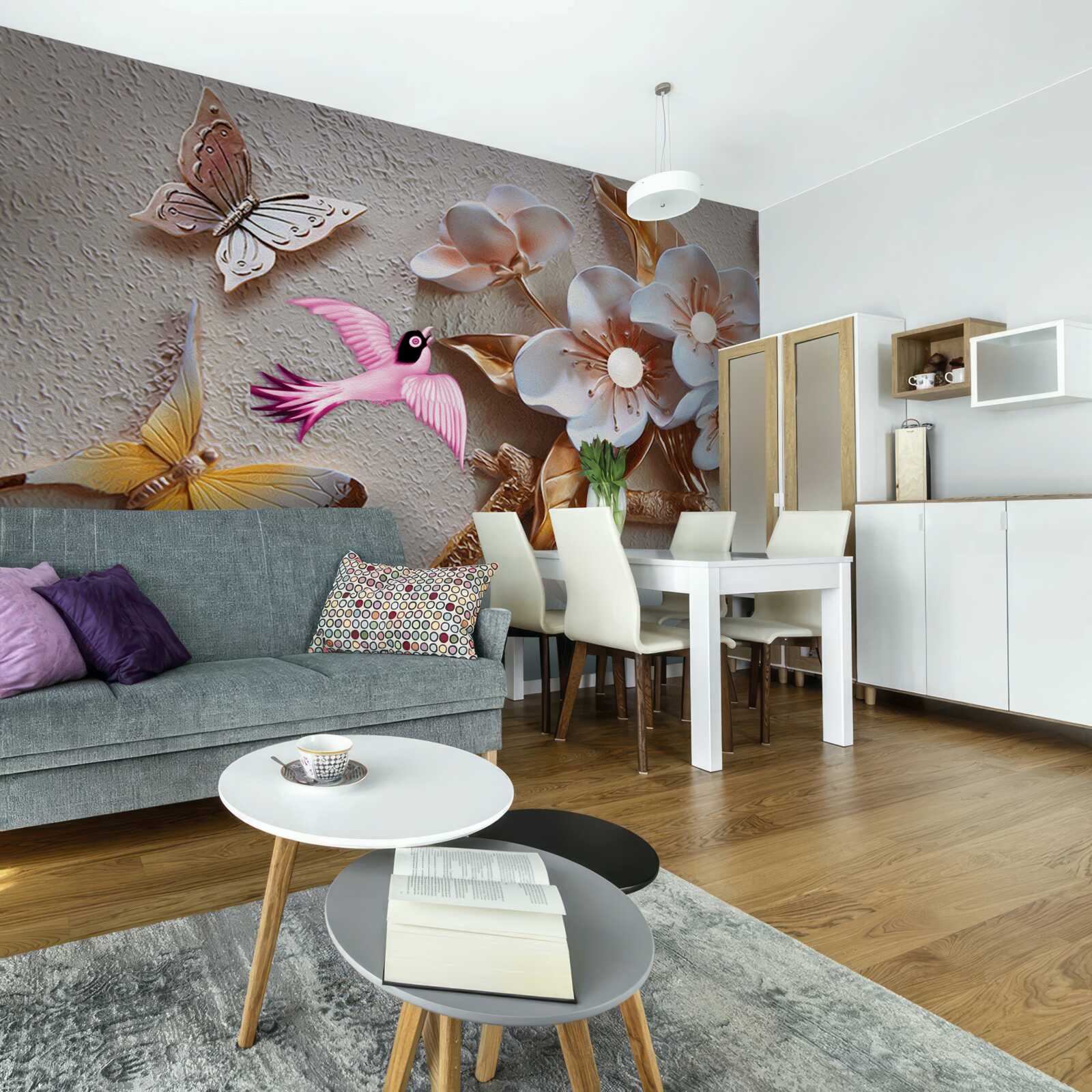 Fototapeta kwiaty przynoszą radość motylom i jaskółkom