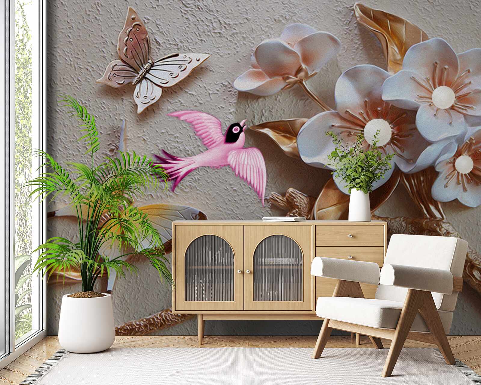 Fototapeta kwiaty przynoszą radość motylom i jaskółkom