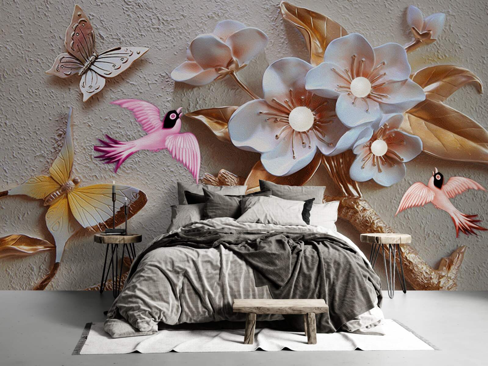 Fototapeta kwiaty przynoszą radość motylom i jaskółkom