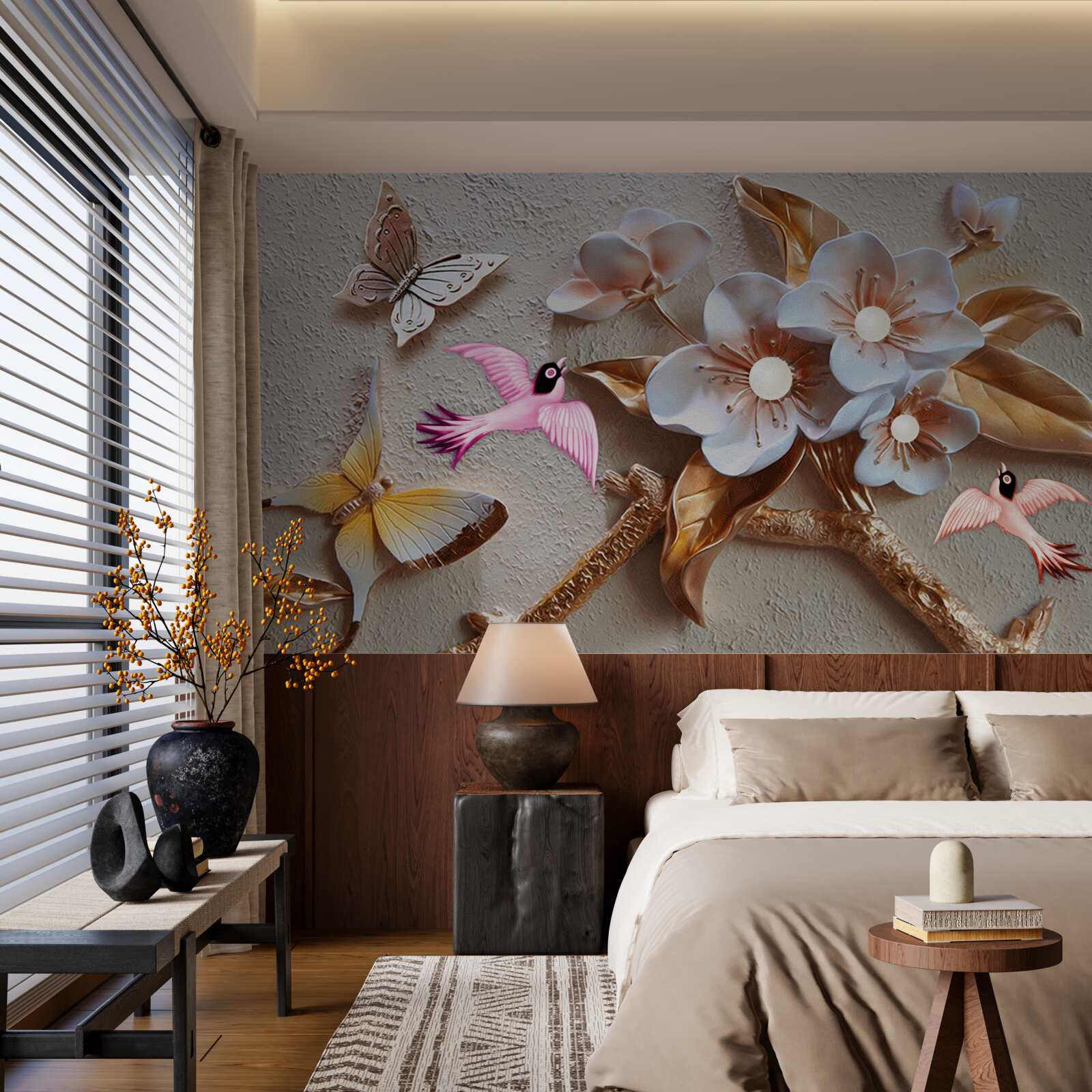 Fototapeta kwiaty przynoszą radość motylom i jaskółkom