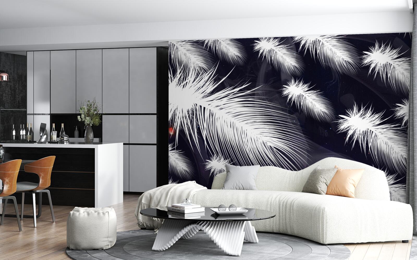 Fototapeta pióra są białe, miękkie i puszyste