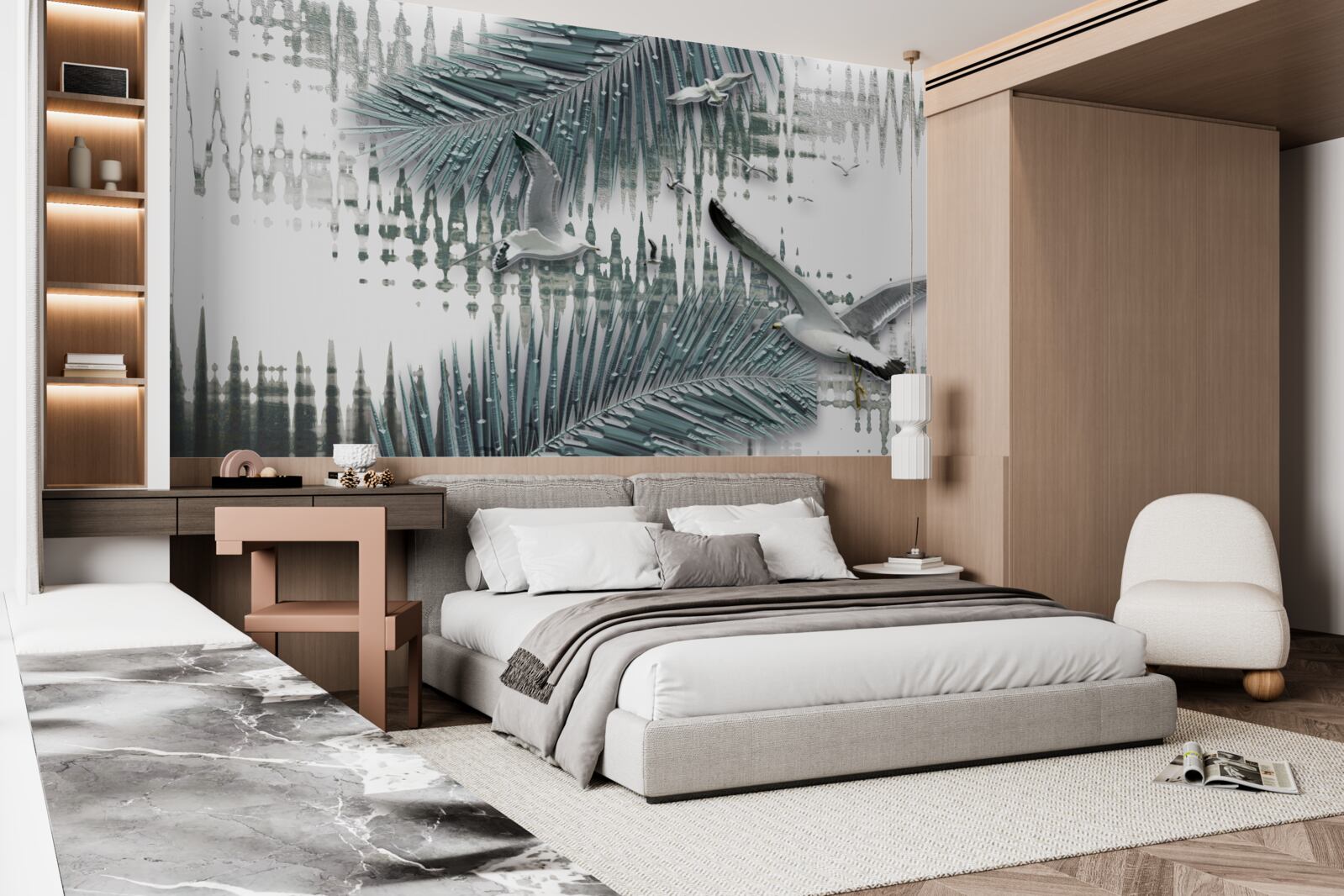 Fototapeta mewy i pióra