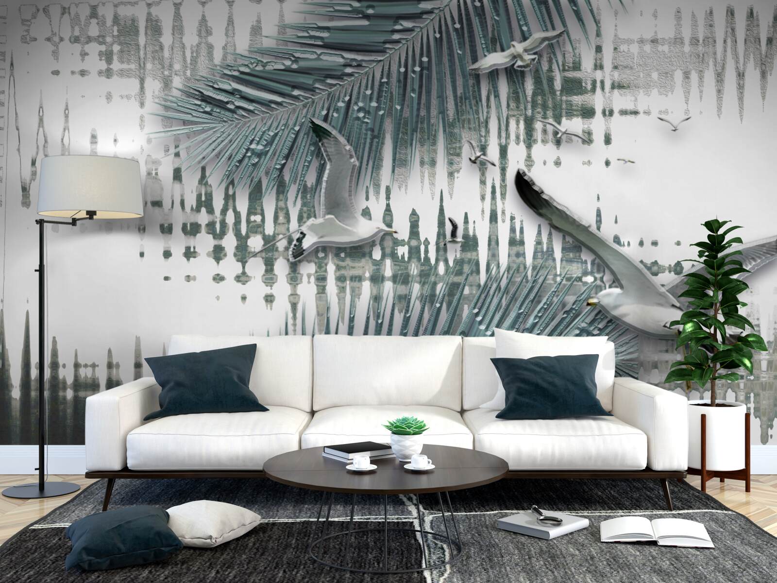 Fototapeta mewy i pióra