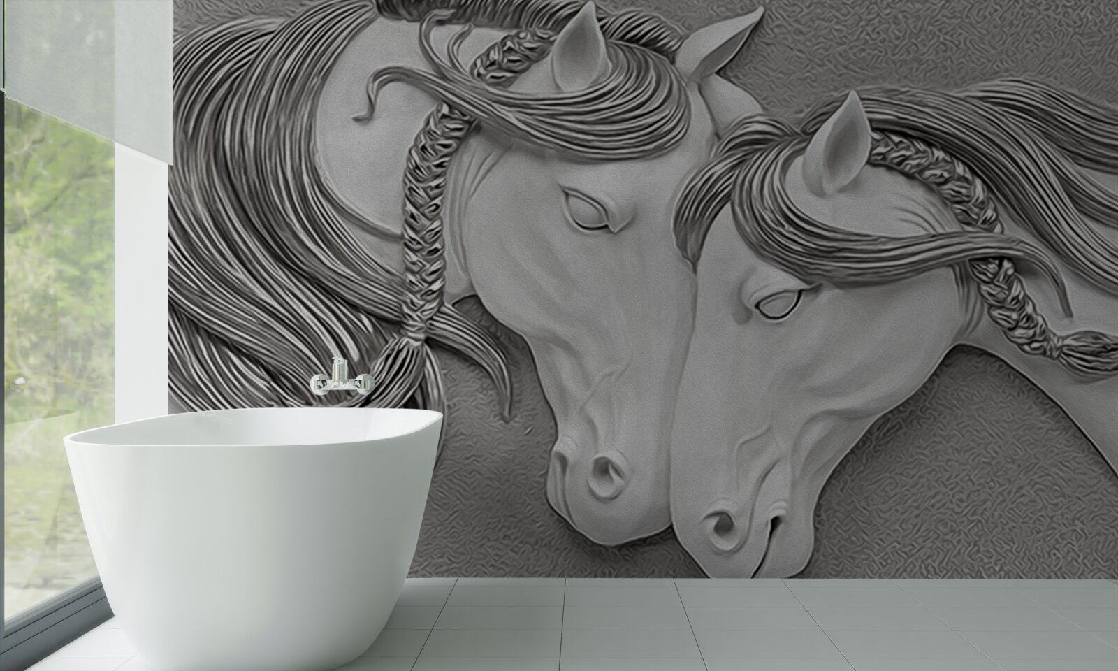 Fototapeta płaskorzeźba przedstawiająca zakochane konie