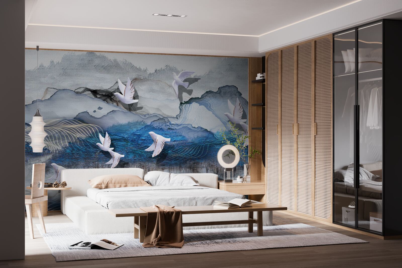 Fototapeta Łabędzie latają nad burzą