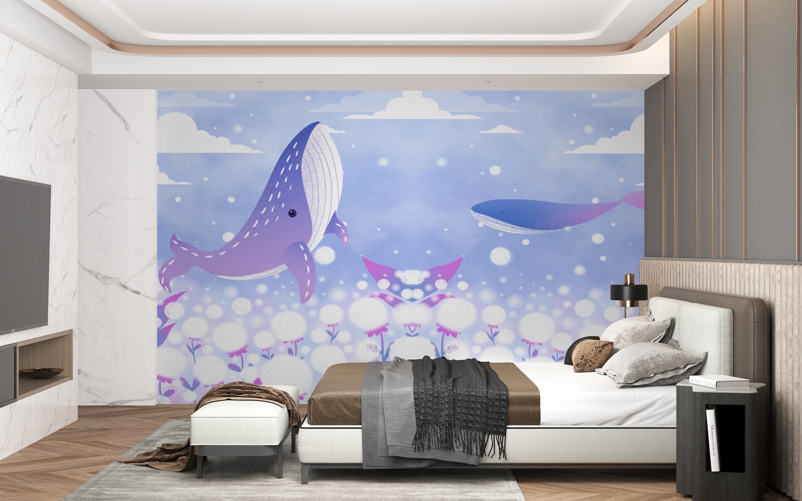 Fototapeta skupisko wielorybów na dnie oceanu