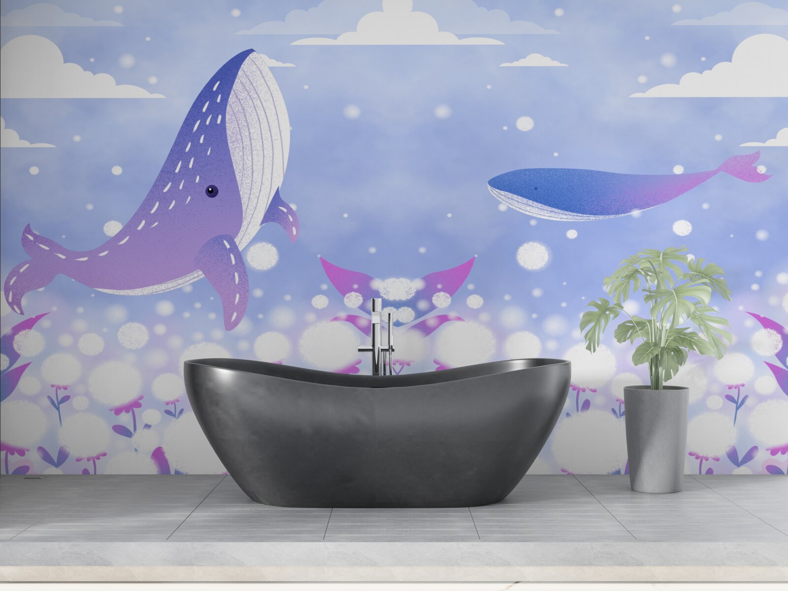 Fototapeta skupisko wielorybów na dnie oceanu