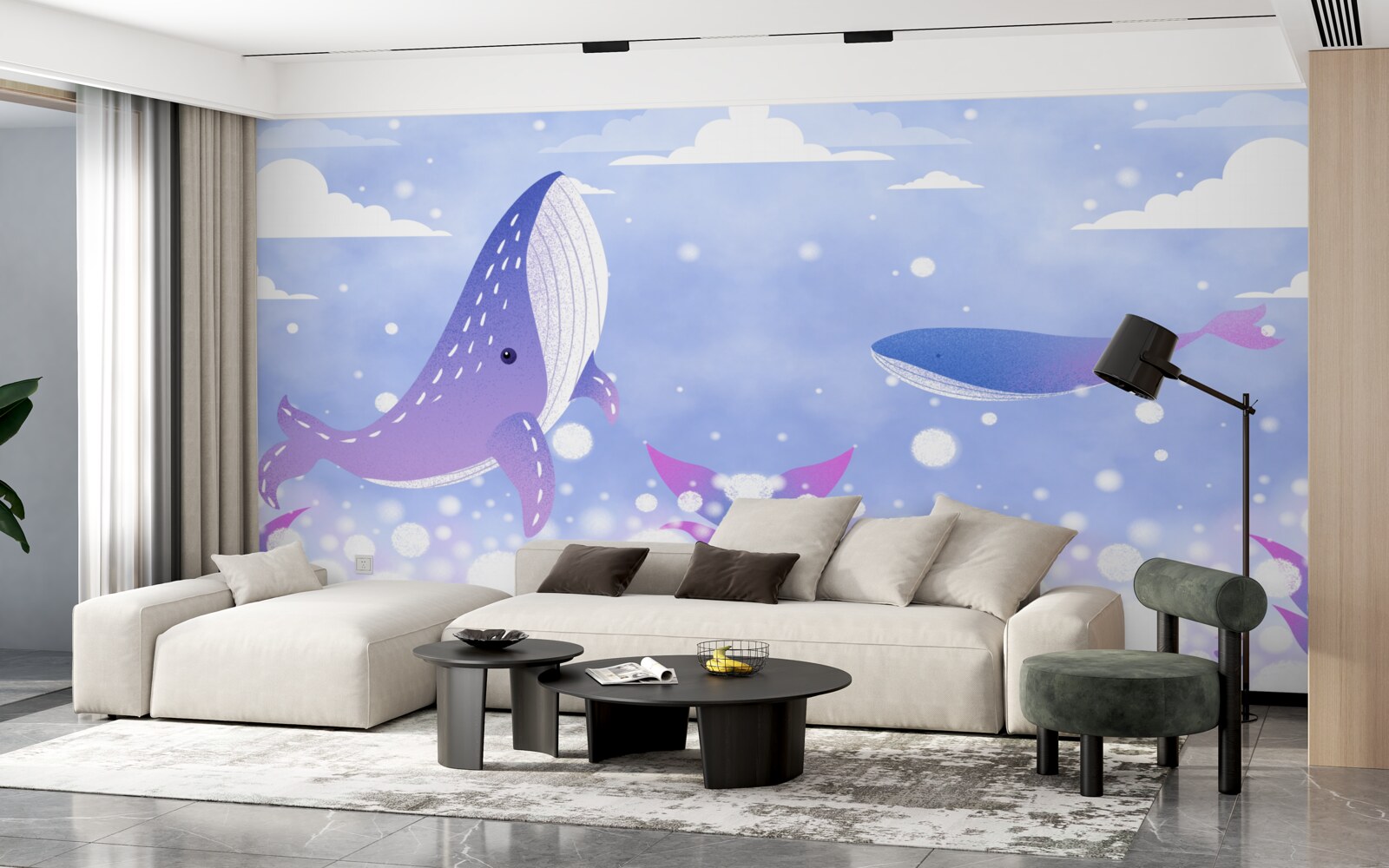 Fototapeta skupisko wielorybów na dnie oceanu