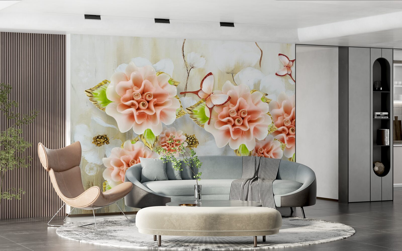 Fototapeta deszczowy czas ozdobiony jest delikatnymi kwiatami