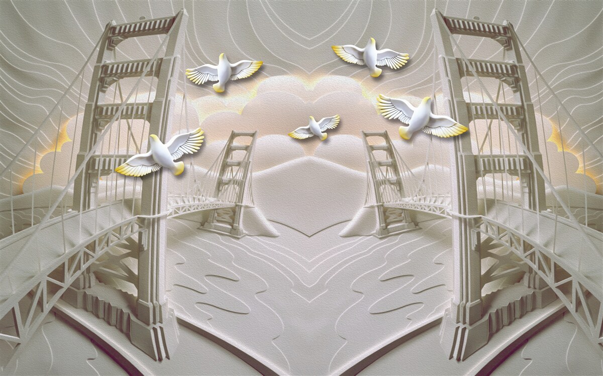 Fototapeta odbicie łabędzi nad mostami