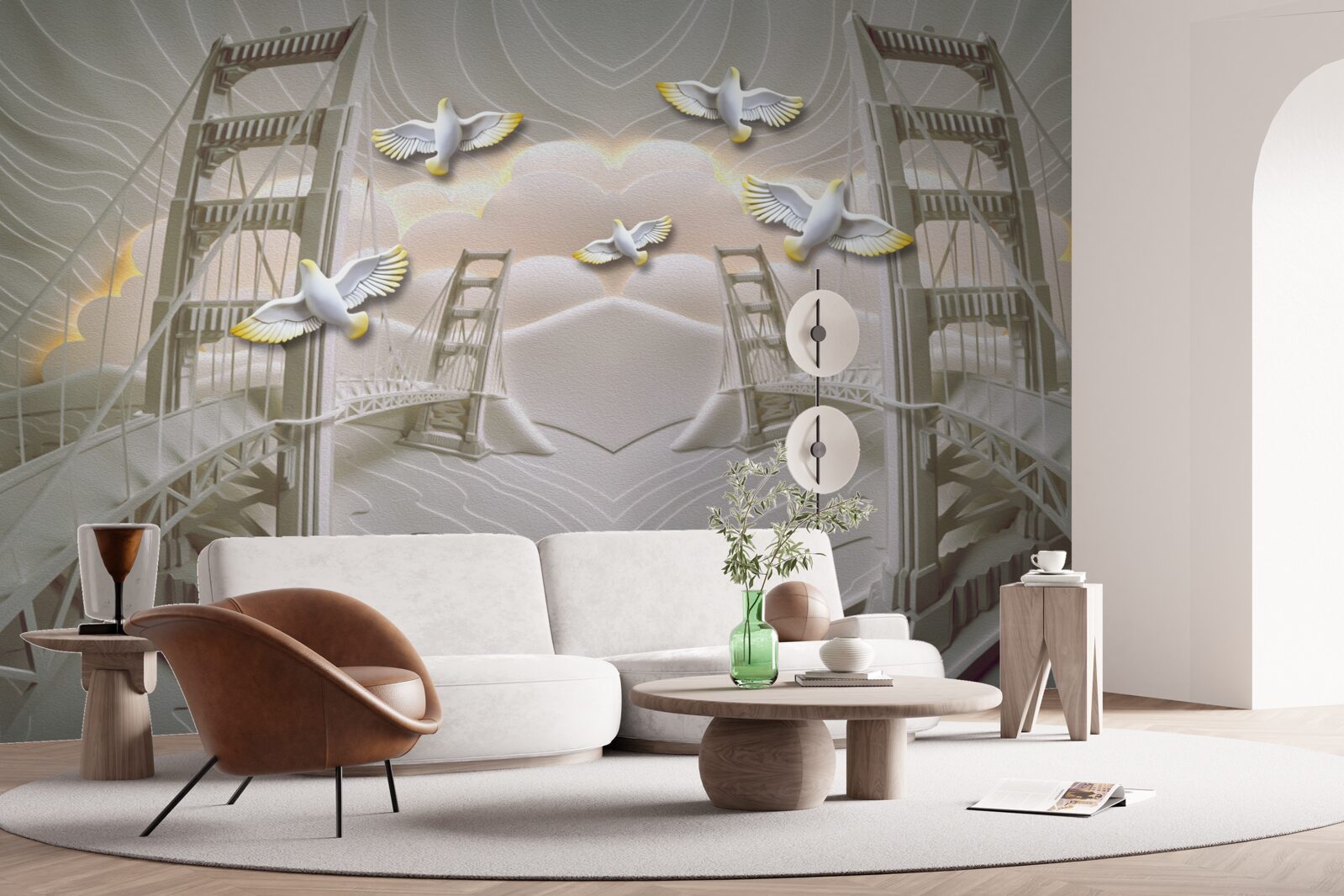 Fototapeta odbicie łabędzi nad mostami