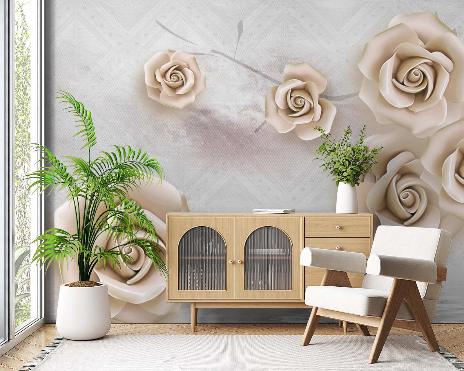 Fototapeta róża w kolorze brzoskwiniowym nad płynem