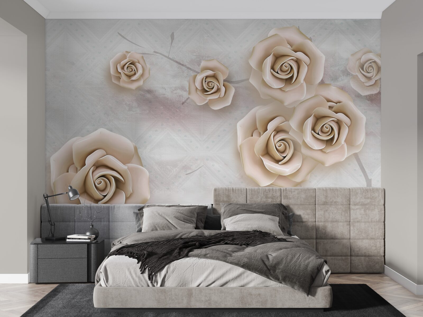 Fototapeta róża w kolorze brzoskwiniowym nad płynem