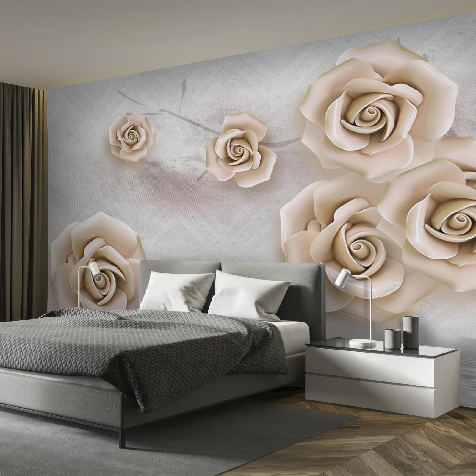 Fototapeta róża w kolorze brzoskwiniowym nad płynem