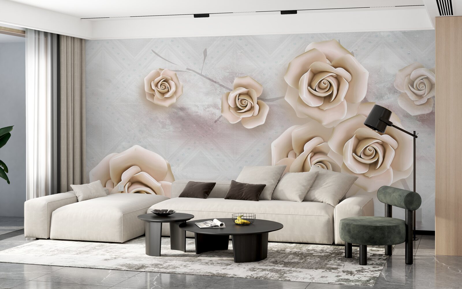 Fototapeta róża w kolorze brzoskwiniowym nad płynem