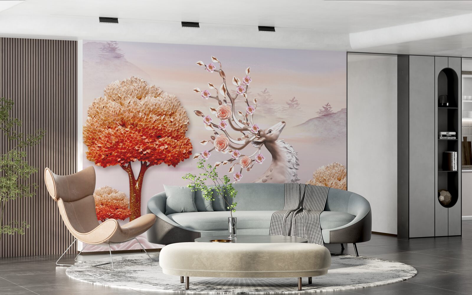 Fototapeta majestatyczny jeleń wśród jesiennych zarośli leśnych