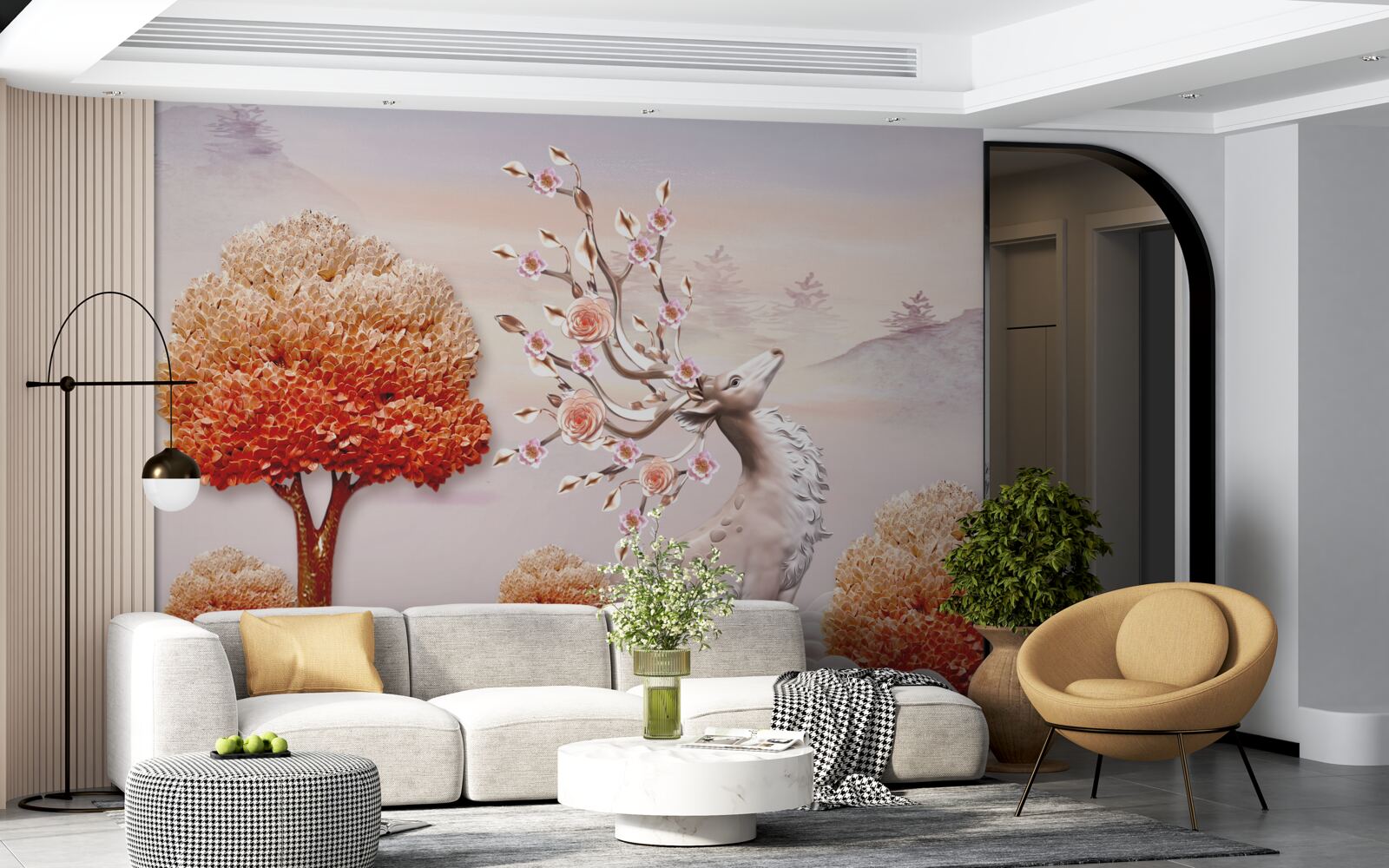 Fototapeta majestatyczny jeleń wśród jesiennych zarośli leśnych