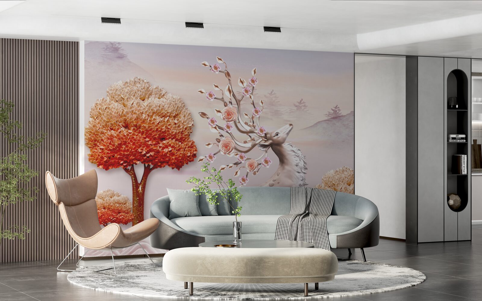 Fototapeta majestatyczny jeleń wśród jesiennych zarośli leśnych